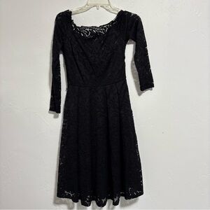 MissMay Women's Black Lace A Line Dress XS Sheer Lined Formal Classic Party